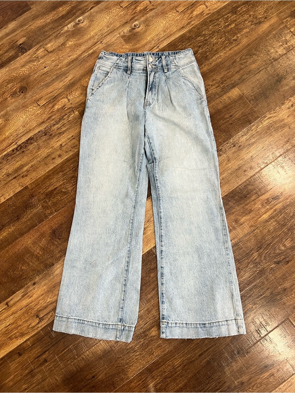 Free People We The Free Blue Flare Wide Leg Jeans in a light